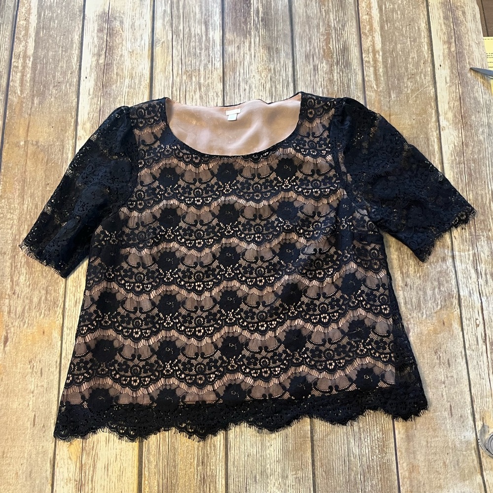 Love H8 Top Blue Lace Women's Short Sleeve great gatsby flapper stlye